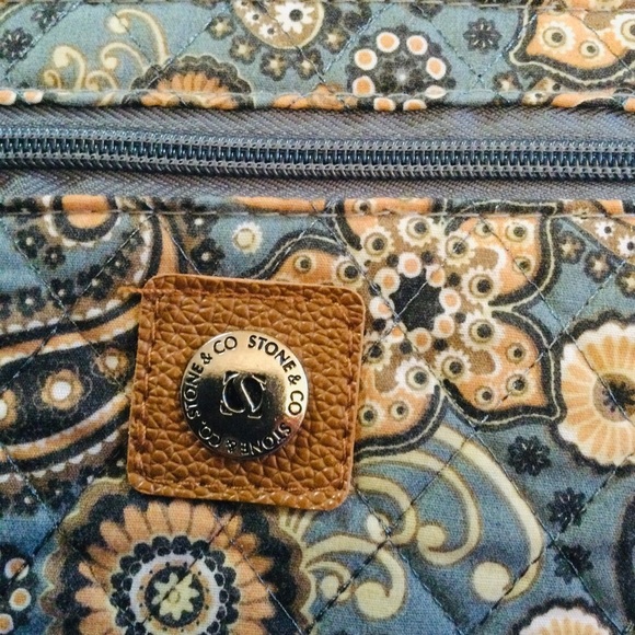 Stone & Co Blue & Brown Fabric Shoulder Handbag Purse Very Nice - Picture 8 of 8